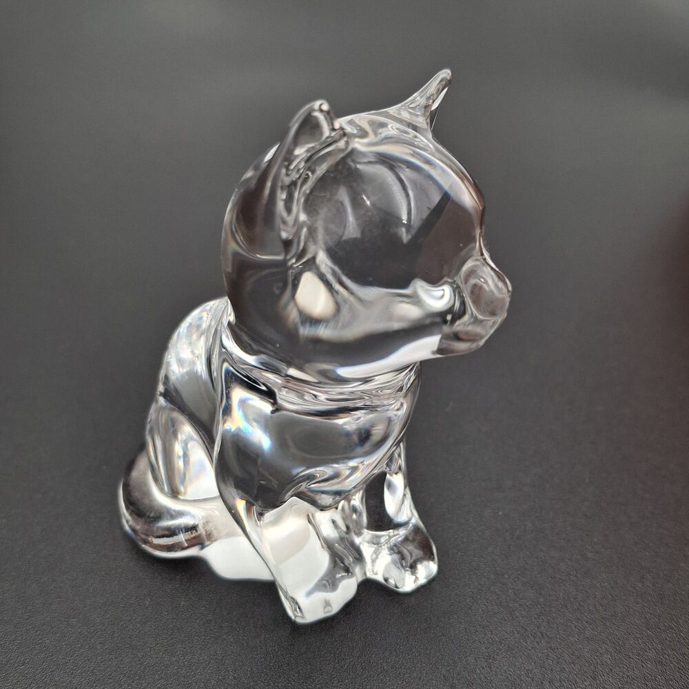 Princess House Cat Figurine Paperweight 3.5" 24% Lead Crystal 1980's VTG